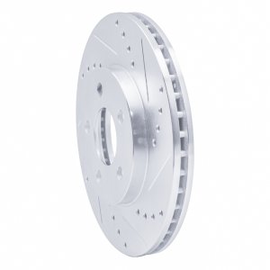Chrysler Neon Brake Rotor (1) - Front Right - R1 Concepts - Drilled & Slotted - Silver - `00-`05